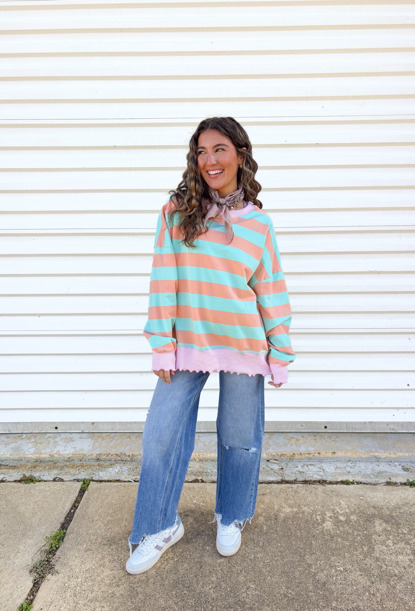 Mint to Be Striped Pullover - Groovy's