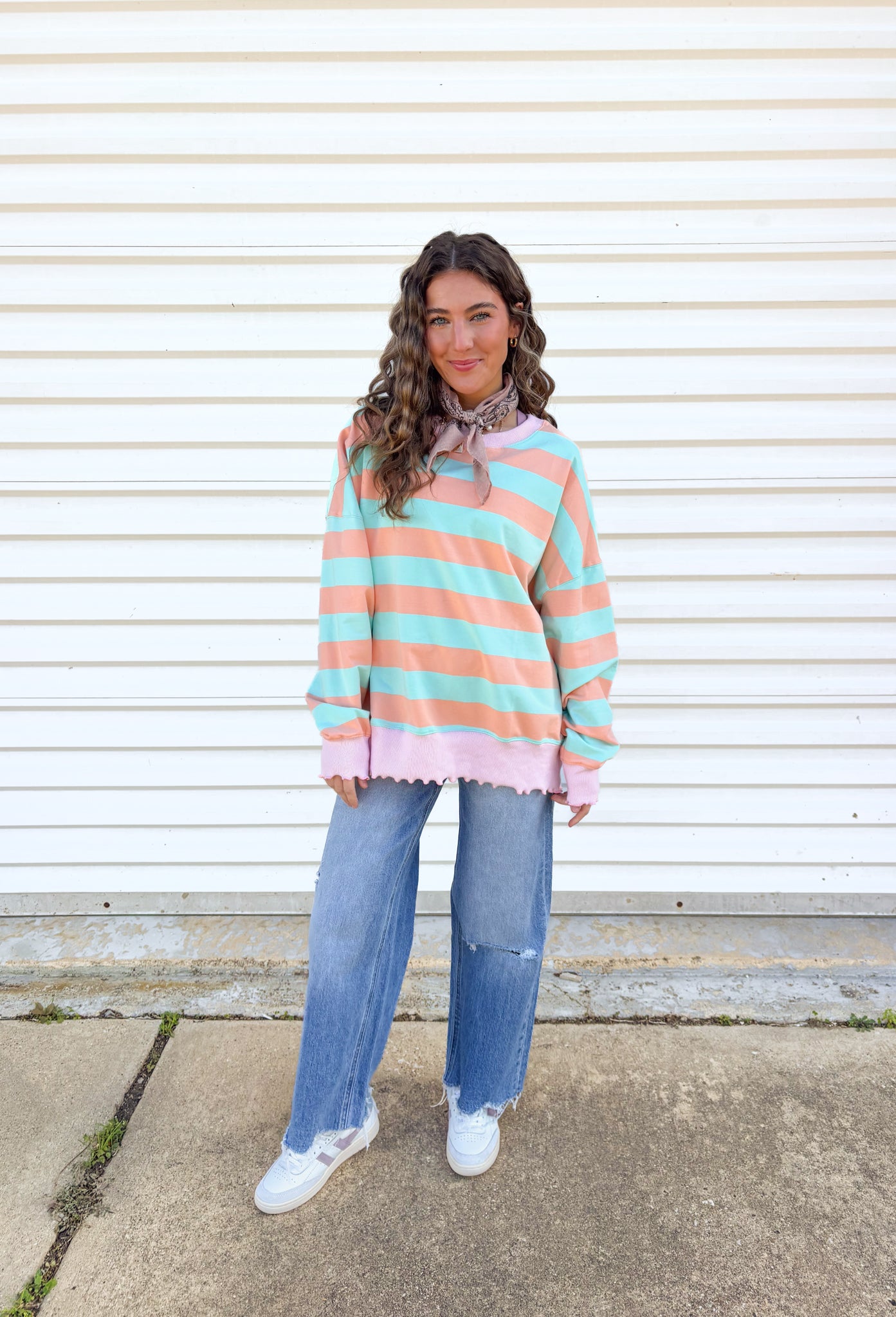 Mint to Be Striped Pullover - Groovy's