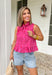 This pink and red striped peplum top is bringing all the fun, feminine summer vibes. The bold stripe combo makes such a statement, while the peplum silhouette creates a flattering, easy-to-wear shape. The tie neck detail and button front add that extra touch of charm, and the ruffle hem keeps it light and playful. Made from breathable cotton, it’s perfect for warm days when you still want to feel put together. Pair it with white denim or shorts.
