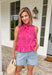 This pink and red striped peplum top is bringing all the fun, feminine summer vibes. The bold stripe combo makes such a statement, while the peplum silhouette creates a flattering, easy-to-wear shape. The tie neck detail and button front add that extra touch of charm, and the ruffle hem keeps it light and playful. Made from breathable cotton, it’s perfect for warm days when you still want to feel put together. Pair it with white denim or shorts.
