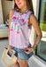 This light pink stripe tank is the sweetest mix of playful and feminine for summer! Featuring pink, red, and green floral embroidery, it adds the prettiest pop of color against the soft striped base. The scalloped hem and sleeves give it that extra delicate detail, while the side tie accents and keyhole back keep it feeling unique and thoughtfully designed. Lightweight and breathable in 100% cotton, it’s perfect for warm days when you want to feel cute and put together. 