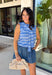 This light blue striped sweater tank with an attached scarf detail is such a chic, elevated piece for summer. The soft knit feel keeps it lightweight and breathable, while the built-in layered look adds that effortless, styled look without any extra effort. The white stripe print gives it a fresh, coastal vibe that’s perfect for everything from brunch to vacation dinners. It’s one of those pieces that instantly makes your outfit feel a little more put together. 
