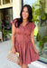 Easy, timeless, and effortlessly flattering, this clay dress is ready for all your favorite fall moments! The warm clay hue pairs beautifully with the season, while the v-neckline and button front create a classic, polished look. Gathered detailing at the waist and a smocked back offer a comfortable, figure-flattering fit you'll love wearing from day to night. 