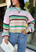 Brighten up chilly days with this irresistibly cozy sweater from Hyfve. Featuring a beautiful stripe pattern in sea foam, light pink, green, tan, and burgundy, this soft knit brings the perfect mix of playful color and timeless fall style. The mock neckline adds a cozy touch for cooler weather, while the ribbed neckline, cuffs, and hem create a polished finish. 