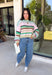 Brighten up chilly days with this irresistibly cozy sweater from Hyfve. Featuring a beautiful stripe pattern in sea foam, light pink, green, tan, and burgundy, this soft knit brings the perfect mix of playful color and timeless fall style. The mock neckline adds a cozy touch for cooler weather, while the ribbed neckline, cuffs, and hem create a polished finish. 