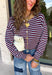 Rich fall colors come together beautifully in this cozy striped cardigan! Featuring burgundy and light blue stripes accented with warm tan trim, this timeless knit adds the perfect pop of seasonal color to any outfit. The button-down front offers endless styling options, while the ribbed neckline gives it a classic finish. Soft, lightweight, and easy to layer, this cardigan is perfect for everything from office days and coffee dates to football weekends and crisp autumn afternoons.