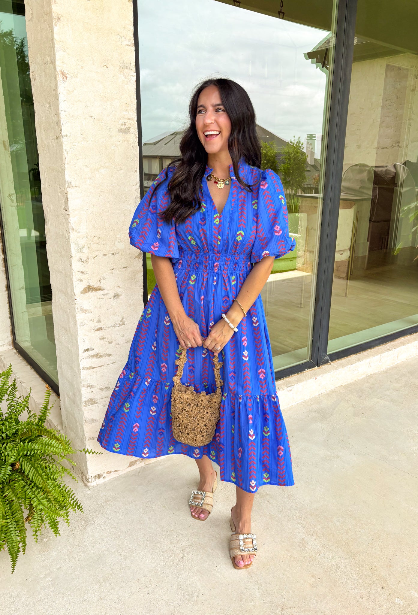 Out Of The Blue Midi Dress - Groovy's