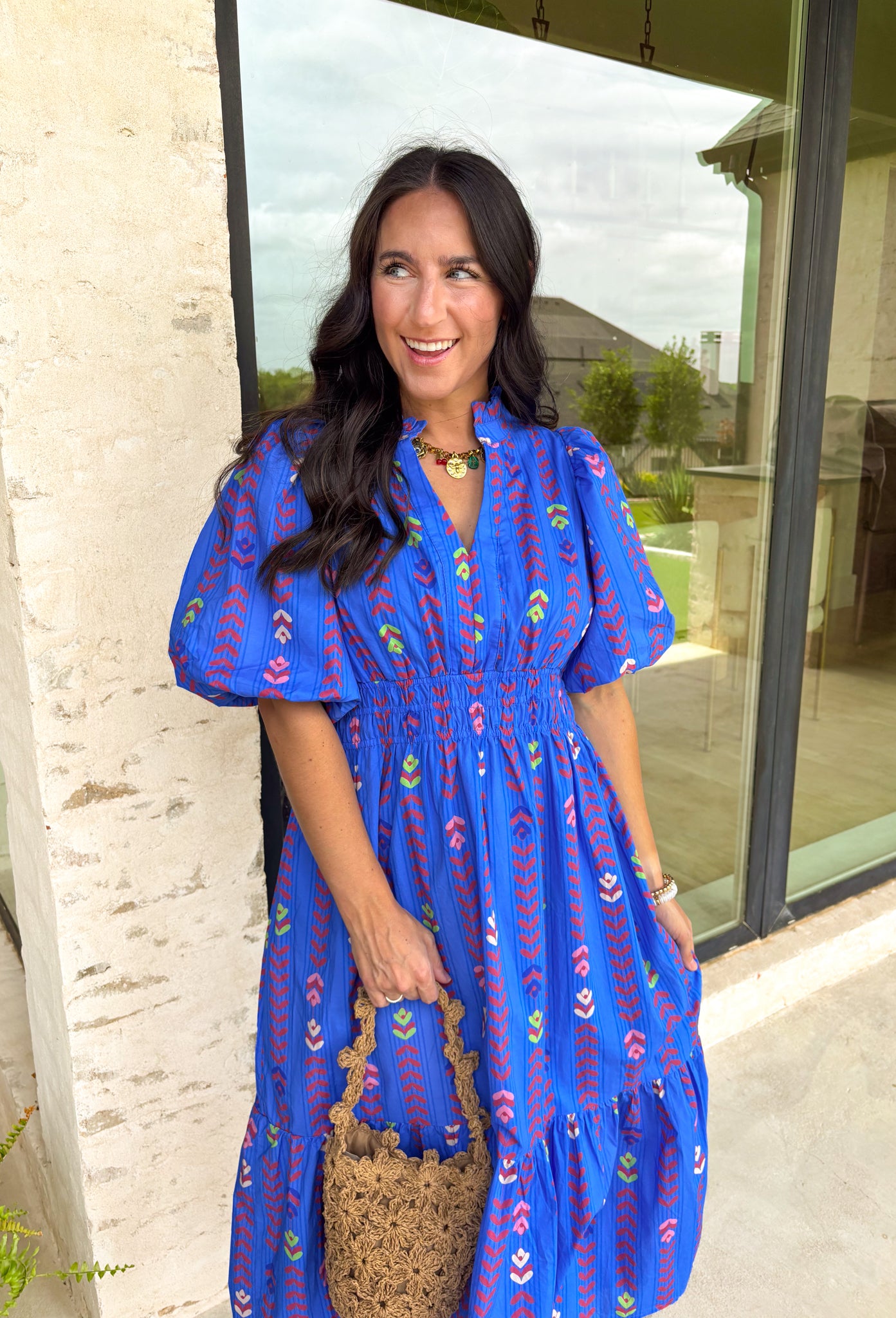 Out Of The Blue Midi Dress - Groovy's