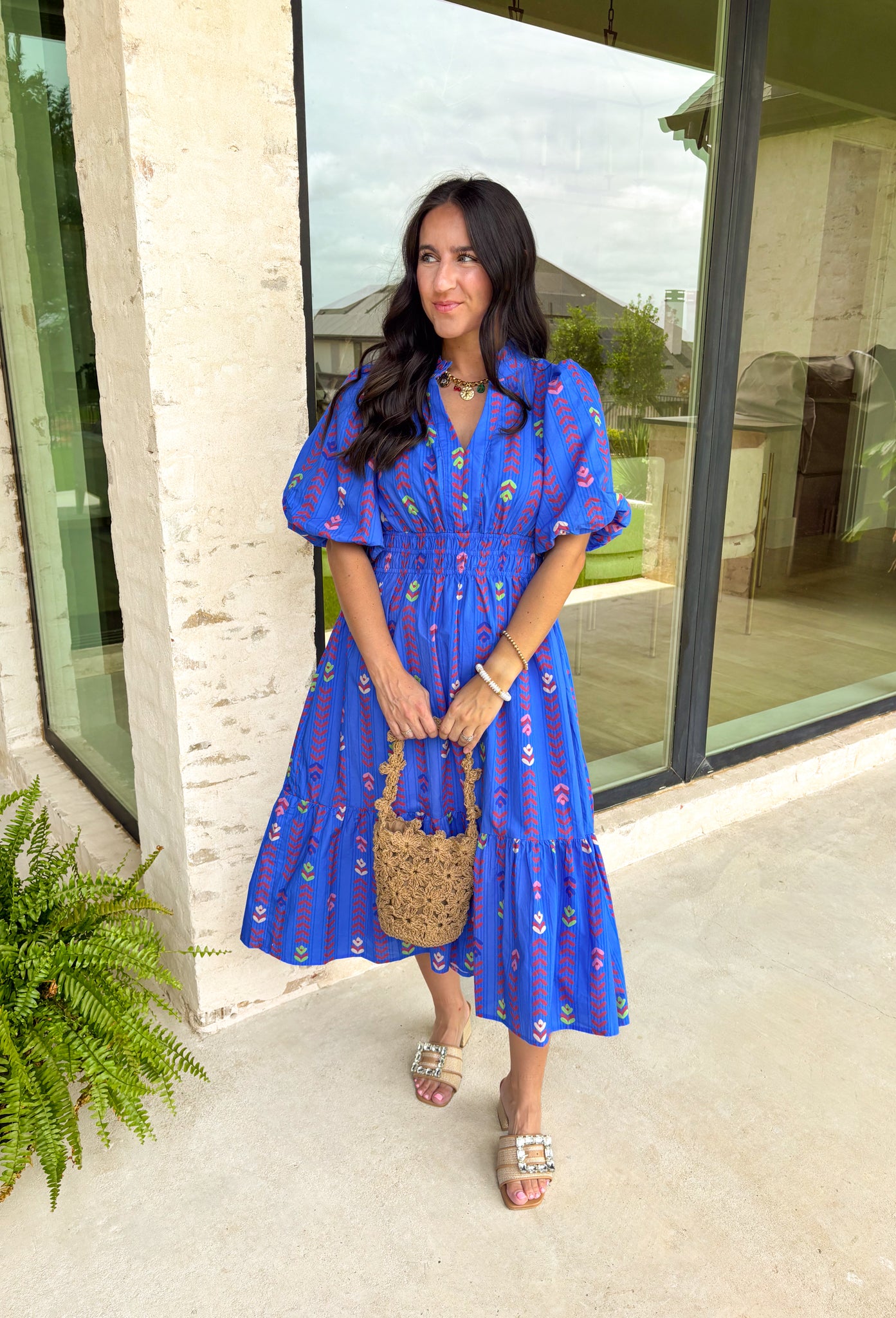 Out Of The Blue Midi Dress - Groovy's