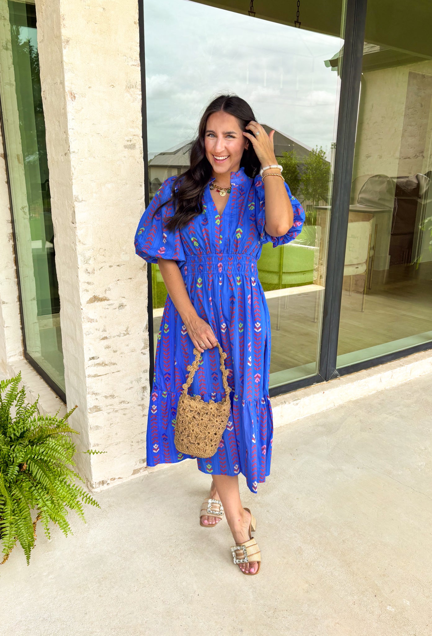 Out Of The Blue Midi Dress - Groovy's