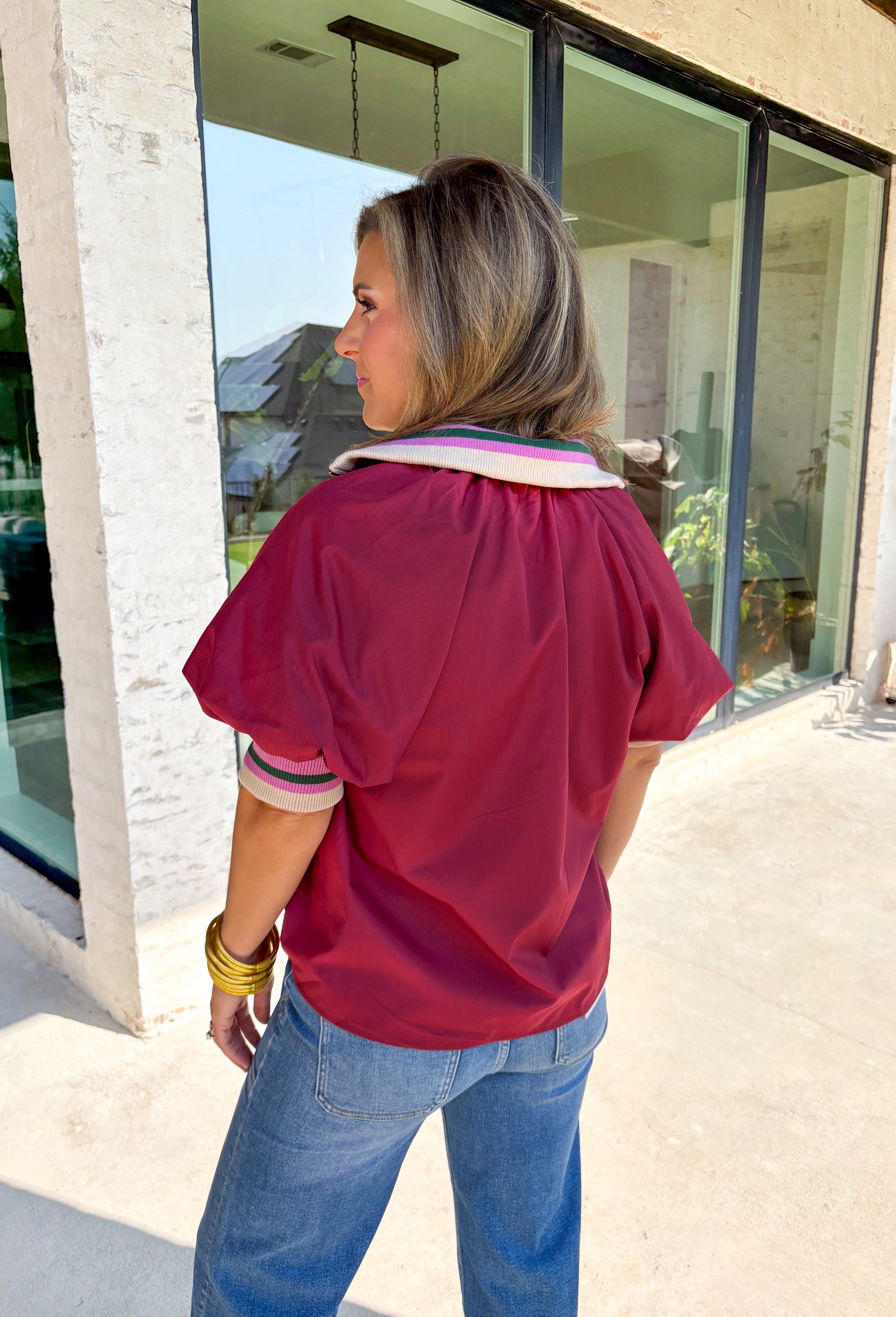 Picking Sides Top in Burgundy - Groovy's