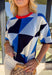 Fun, lightweight, and effortlessly cool, this short sleeve sweater by Entro is the perfect spring knit when you want something a little different. Featuring a blue and navy abstract print throughout, it adds a bold pop of pattern while still feeling easy to style. The red trim along the neckline gives it a sporty little twist, making it a standout piece that pairs perfectly with denim, trousers, or even a skirt for a playful spring look.