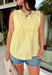 A little texture goes a long way! This sleeveless butter yellow top by Fate combines soft cotton with airy mesh and delicate appliqué details for a unique, elevated twist on a classic top. Lightweight, breathable, and endlessly versatile, it’s the perfect piece to dress up or down, making it a year-round favorite.