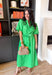 Easy, breezy, and made for sunny spring days, this green short sleeve midi dress by Entro is the kind of throw-on-and-go piece you’ll reach for nonstop. The puff sleeves add a sweet, feminine touch, while the matching self-tie belt lets you cinch the waist for a flattering fit. Lightweight and comfy, it’s perfect for everything from weekend plans to special occasions, you'll constantly find yourself reaching for this!