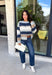 Wrap yourself in cozy comfort with this timeless cardigan from Mable. Designed in a soft gray knit with classic navy, tan, and cream stripes, this sweater is the perfect layering piece for crisp fall days. The button-front design makes it easy to wear open or closed, while the ribbed neckline, hem, and cuffs add a polished finishing touch. Crafted from an ultra-soft knit blend, this cardigan is perfect for everything from relaxing weekends to coffee dates and casual workdays.