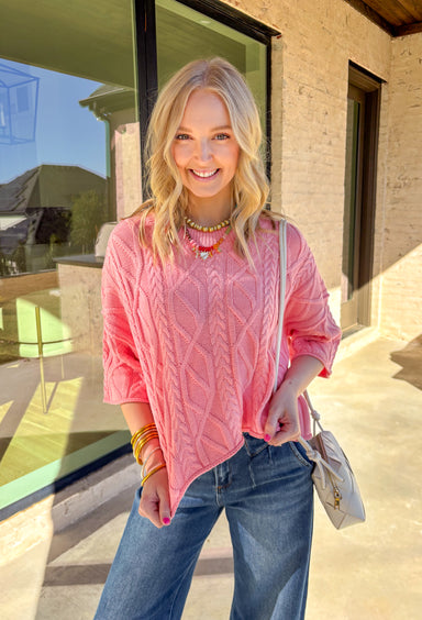 Bright, lightweight, and perfect for spring layering, this coral sweater knit pullover by Entro is an easy go-to for the season. Designed with ¾ length sleeves and a soft knit feel, it offers just the right amount of coverage without feeling heavy. The cheerful coral hue adds a pop of color that instantly refreshes your outfit, making it ideal for sunny days and breezy evenings alike.