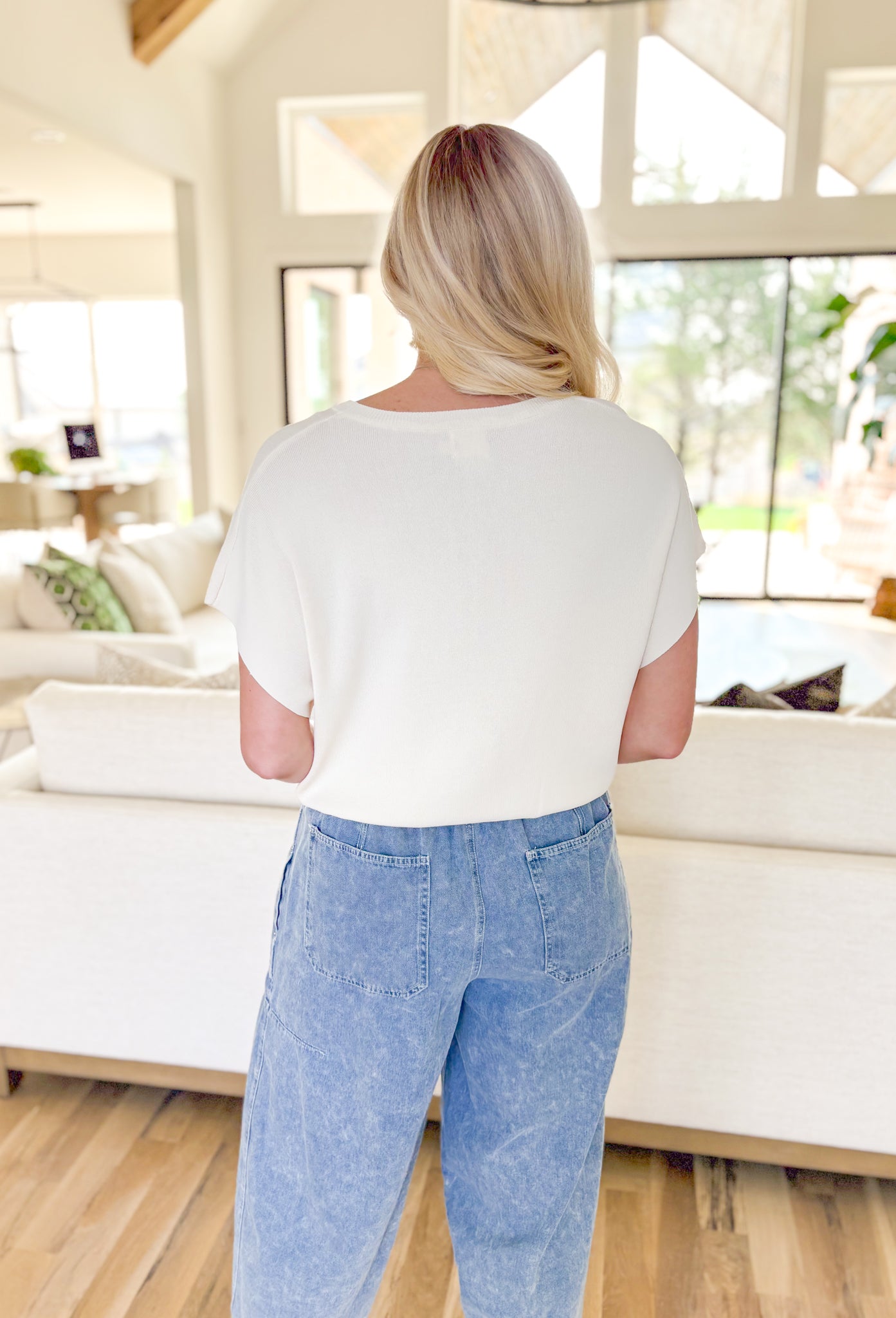 Rylee Top by Dreamers in Ivory, short sleeve knit top in a light cream  