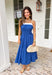 Easy, breezy, and made for sunshine-filled days! This blue sleeveless midi dress features crisp white trim along the top for a fresh pop of contrast that keeps the look clean and classic. Adjustable straps allow you to customize the fit, while smocking at the waist and back creates a flattering shape with comfortable stretch. The lightweight cotton fabric keeps it breathable, and of course it has side pockets — because we know that’s a must. Fully lined for easy wear.