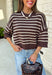 Wrap yourself in effortless fall style with this cozy striped sweater. Featuring a rich brown knit with timeless ivory stripes, this relaxed sweater is the perfect blend of classic and casual. Exposed seam details give it a laid-back feel, while the 3/4-length sleeves make it an easy piece to wear from the first cool mornings of the season through crisp autumn afternoons. Finished with a ribbed neckline, hem, and cuffs, it's a sweater you'll find yourself reaching for again and again.