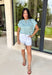This light blue polka dot top is such a fun twist on a classic summer staple! The soft blue base paired with brown polka dots gives it a playful, slightly unexpected vibe that still feels easy to wear every day. The elastic cuff sleeves create a subtle puff sleeve shape that adds a feminine touch without being over the top. Made from breathable cotton, it’s perfect for warm days when you want something cute and comfortable. 