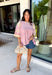 This mauve star print tee is the perfect mix of casual and cute for summer days! The soft mauve base paired with cream stars gives it a playful, laid-back vibe, while the embroidered details add that extra touch that makes it feel special. The contrast cream neckline and sleeves keep it fresh, and the exposed hem in the back adds a subtle, cool detail. Made from breathable cotton, it’s an easy throw-on piece for everything from errands to relaxed weekends. 