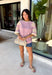 This mauve star print tee is the perfect mix of casual and cute for summer days! The soft mauve base paired with cream stars gives it a playful, laid-back vibe, while the embroidered details add that extra touch that makes it feel special. The contrast cream neckline and sleeves keep it fresh, and the exposed hem in the back adds a subtle, cool detail. Made from breathable cotton, it’s an easy throw-on piece for everything from errands to relaxed weekends. 