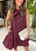 Timeless style meets feminine charm in this adorable mini dress from Entro. Crafted from burgundy denim with a classic off-white polka dot print, this sleeveless dress is full of thoughtful details you'll love. The attached neck tie adds a polished, vintage-inspired touch, while the button-front design creates an effortlessly classic silhouette. Finished with side pockets and breathable cotton fabric, this versatile dress is perfect for everything from brunch dates to weekend adventures all season long.