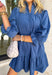 Corduroy gets a feminine refresh in this denim blue long sleeve dress. Designed with a tiered skirt for easy movement, it’s finished with front button details and a soft ruffle neckline that adds charm to the look. Smocked ruffle sleeves bring a cozy touch while keeping the fit comfortable, and the all-cotton construction makes it breathable enough for all-day wear. A perfect mix of texture and timeless design, this dress is a seasonal staple.