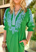 This green embroidered midi dress by Entro is such a fresh, easy pick for spring days when you want to feel put-together without overthinking it. The blue embroidery adds the prettiest pop of color, while the contrast trim along the v-neckline and sleeves gives it a clean, polished finish that stands out in the best way. With its relaxed half sleeves and flattering midi length, it’s the kind of dress you can wear to brunch, church, showers, or even a casual workday and still feel comfortable all day long.