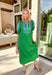 This green embroidered midi dress by Entro is such a fresh, easy pick for spring days when you want to feel put-together without overthinking it. The blue embroidery adds the prettiest pop of color, while the contrast trim along the v-neckline and sleeves gives it a clean, polished finish that stands out in the best way. With its relaxed half sleeves and flattering midi length, it’s the kind of dress you can wear to brunch, church, showers, or even a casual workday and still feel comfortable all day long.