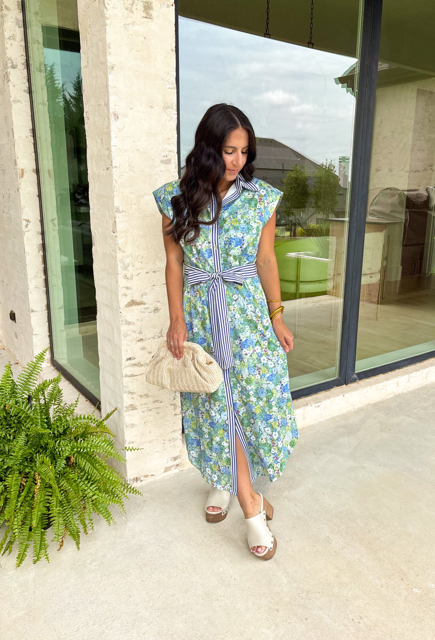 Summer Blues Floral Midi Dress - Groovy's