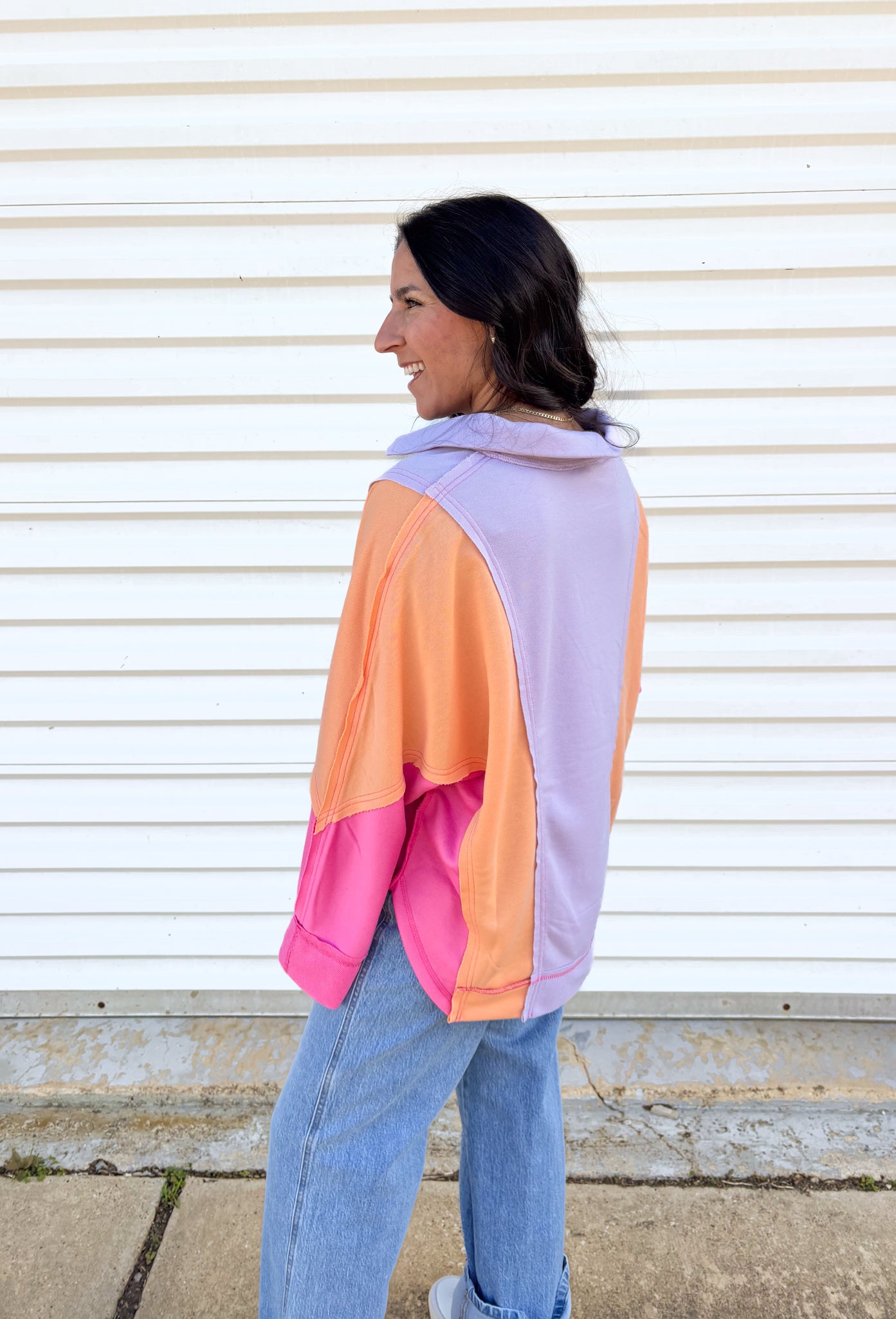 Sunset Bloom Color Block Pullover - Groovy's