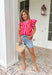 This pink and red striped flutter sleeve top is bringing all the bright, happy summer energy! The bold stripe combo feels fun and fresh, while the flutter sleeves add that soft, feminine touch that’s easy to dress up or down. The stripe trim along the v-neck gives it a unique, elevated detail that makes this one stand out from your everyday tops. Lightweight and breathable in 100% cotton, it’s perfect for warm days when you still want to feel put together.