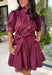 Rich in color and timeless in style, this burgundy dress is the perfect piece to carry you through the fall season. Designed with a classic button-front silhouette, this effortlessly feminine dress features charming puff sleeves and a matching self-tie belt that cinches the waist for a flattering, customizable fit. Side pockets add everyday functionality, while the fully lined cotton fabric keeps you comfortable from morning to night. 