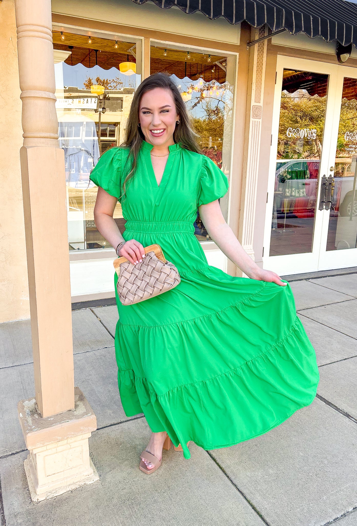 Take It To Heart Midi Dress in Kelly Green - Groovy's