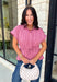 Classic stripes get a flattering update with this effortlessly stylish top that's perfect for the season! Designed in a rich marsala hue with timeless stripe detailing, this lightweight blouse is easy to dress up or down for wherever your day takes you. The adjustable drawstring waist and gathered back create a figure-flattering silhouette, while the button-front design adds a polished finish. 