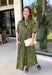 Embrace effortless fall style with this beautifully detailed midi dress from Entro. Designed in a rich olive hue with a vintage-inspired paisley print in shades of brown and off-white, this timeless dress brings the perfect blend of western charm and boho flair. The flattering midi silhouette is easy to dress up or down, while convenient side pockets add an everyday touch you'll love. 