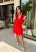 This red short sleeve dress is the perfect mix of sporty and cute for summer! Designed with a quarter zip neckline and elastic self-tie waist, it gives you that flattering, adjustable fit while keeping things comfortable for all-day wear. The red, pink, and white athletic stripe detail along the front, neckline, and cuffs adds a fun, energetic touch that makes this one stand out. Finished with side pockets (always a win), it’s perfect for everything from errands to casual plans.