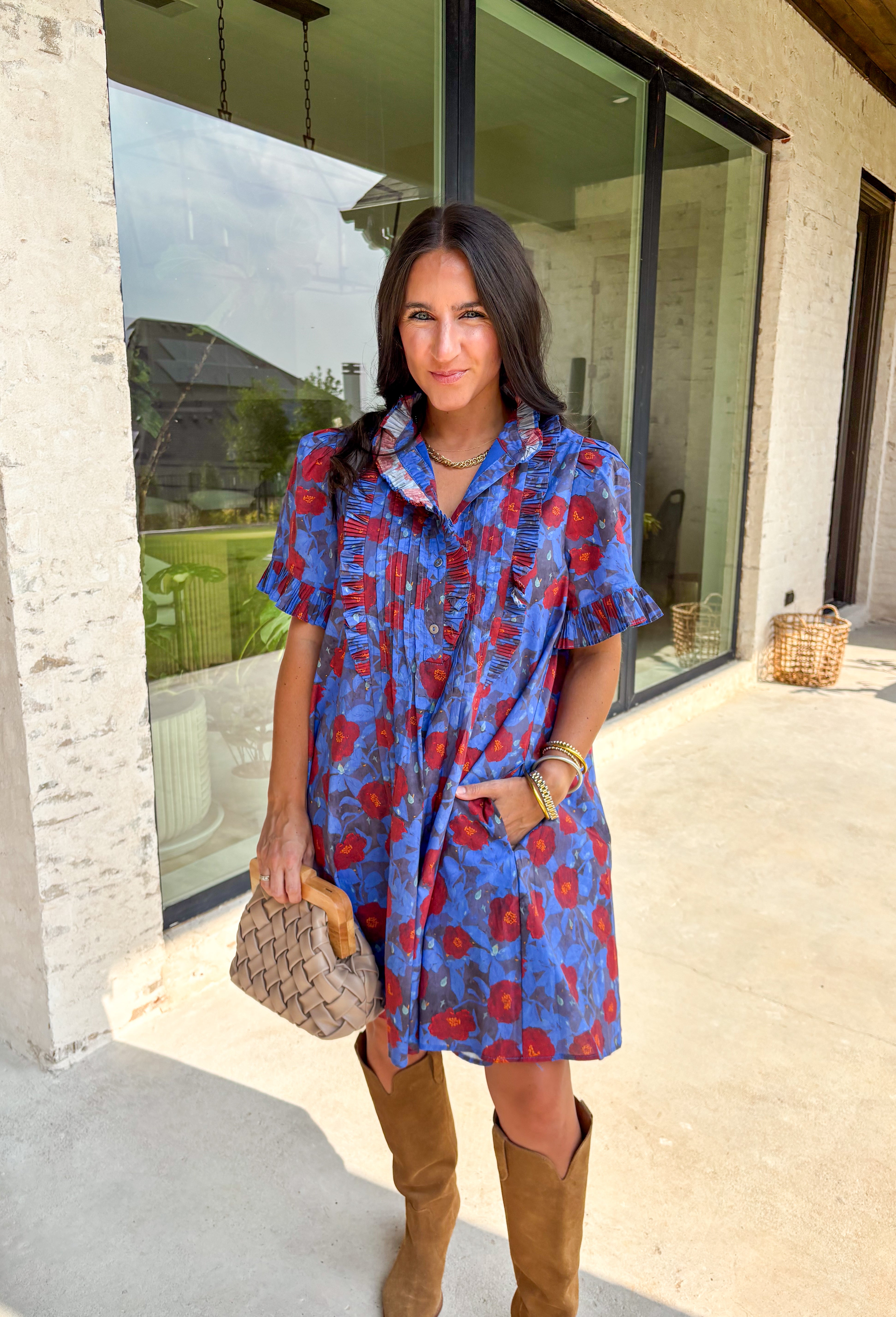 Time Flies Floral Dress - Groovy's