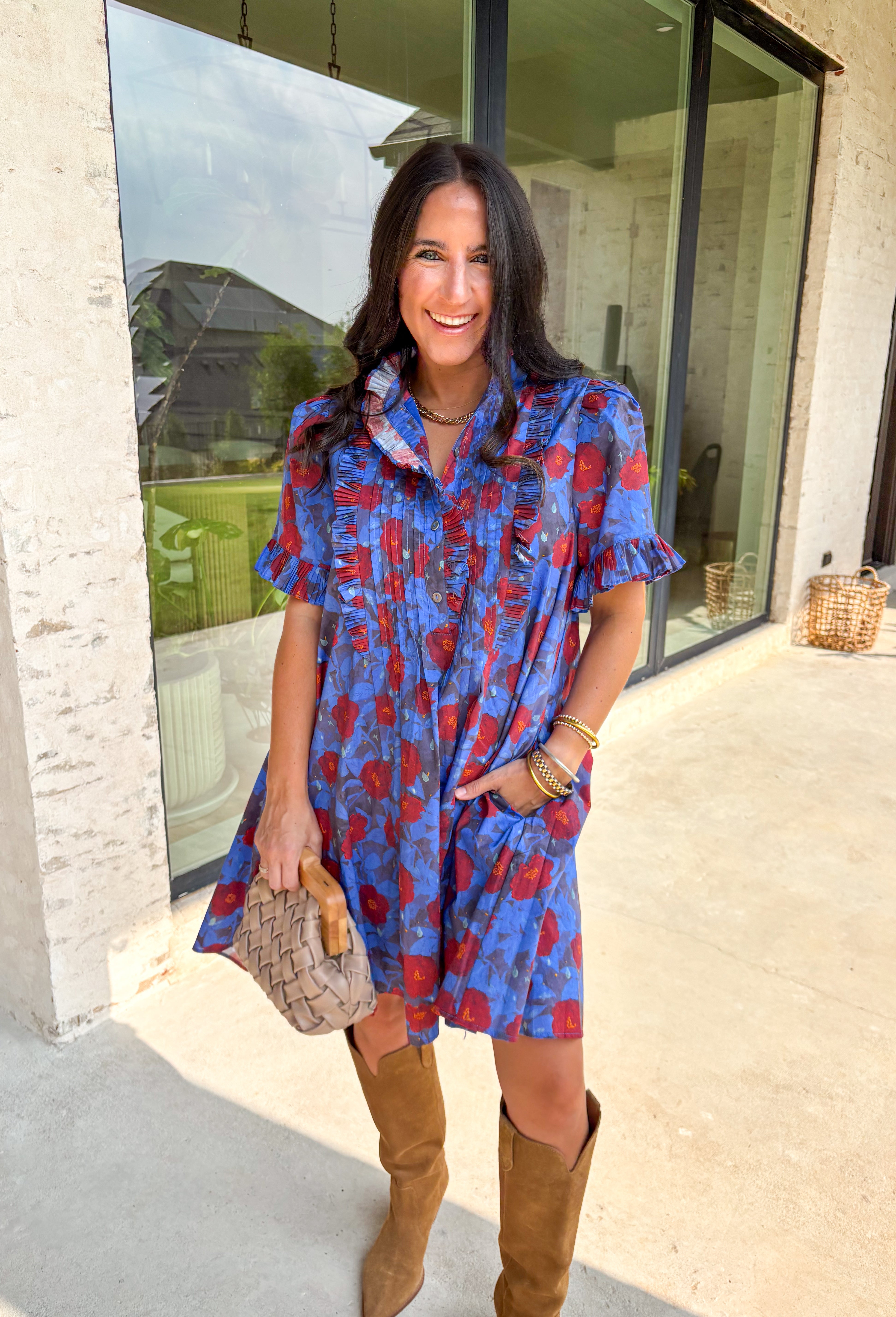 Time Flies Floral Dress - Groovy's