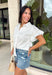 This white ruffle sleeve top is such an effortlessly polished piece for summer! The pearl trim detail adds the prettiest, elevated touch, while the ruffle sleeves bring in a soft, feminine feel. Designed with a classic collared neckline and button front, it’s the perfect mix of timeless and fresh. Lightweight with a hint of stretch, it’s comfortable enough for all-day wear while still looking put together. Whether you're heading to work, brunch, or a casual dinner, this top makes styling so easy. 