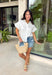 This white ruffle sleeve top is such an effortlessly polished piece for summer! The pearl trim detail adds the prettiest, elevated touch, while the ruffle sleeves bring in a soft, feminine feel. Designed with a classic collared neckline and button front, it’s the perfect mix of timeless and fresh. Lightweight with a hint of stretch, it’s comfortable enough for all-day wear while still looking put together. Whether you're heading to work, brunch, or a casual dinner, this top makes styling so easy. 