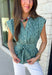 Classic stripes and flattering details make this sleeveless blouse an effortless favorite for fall! Featuring rich hunter green and light blue stripes, and hunter green polka dots, this timeless top is designed with a flattering v-neckline and an adjustable self-tie waist that creates a beautifully defined silhouette. The button front adds a polished finish, while the smocked elastic back offers all-day comfort and the perfect fit. 