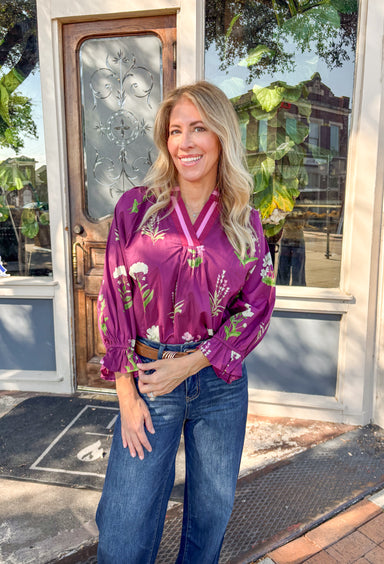 Vineyard Brunch Floral Top - Groovy's