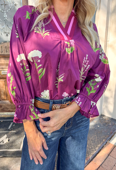 Vineyard Brunch Floral Top - Groovy's