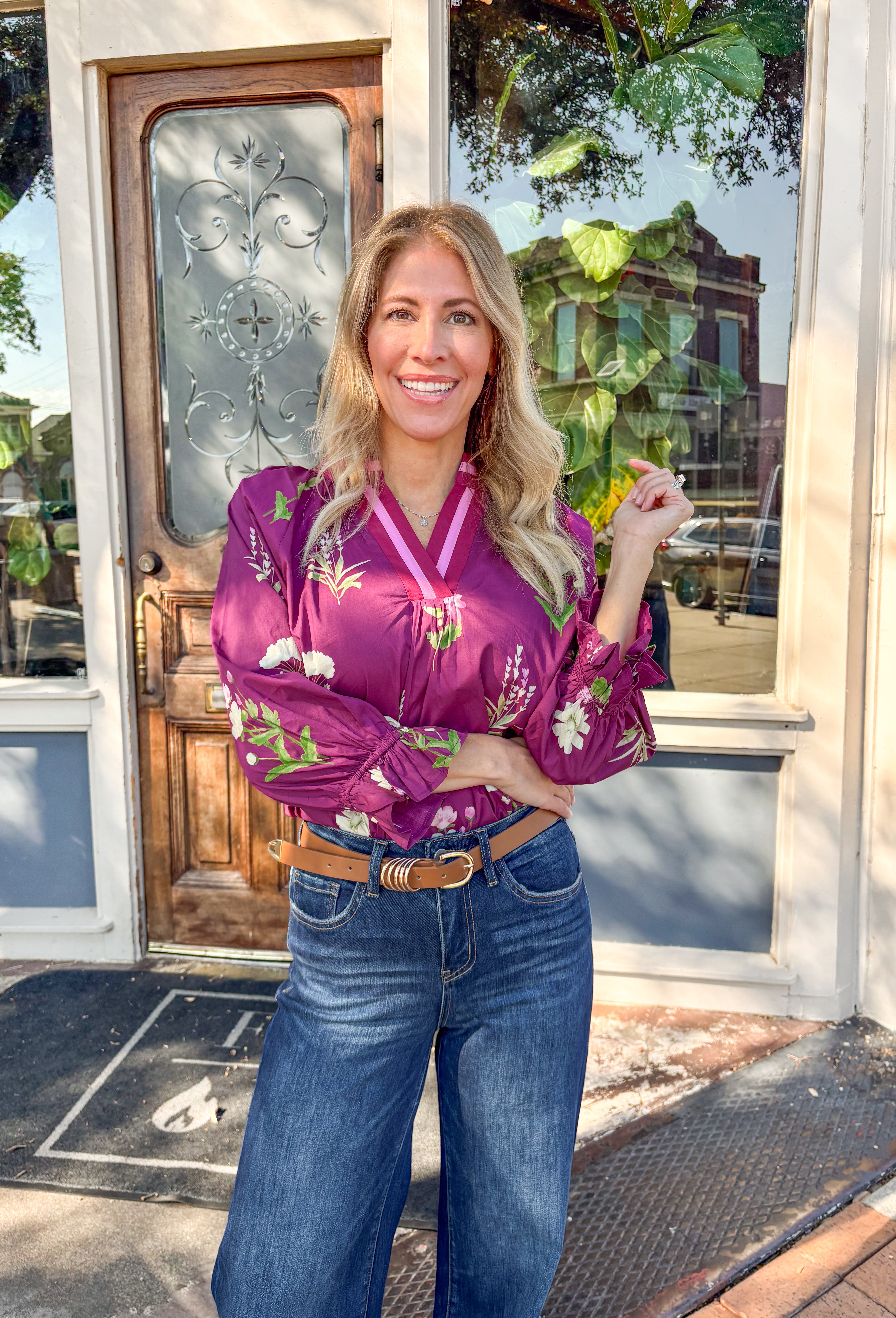 Vineyard Brunch Floral Top - Groovy's