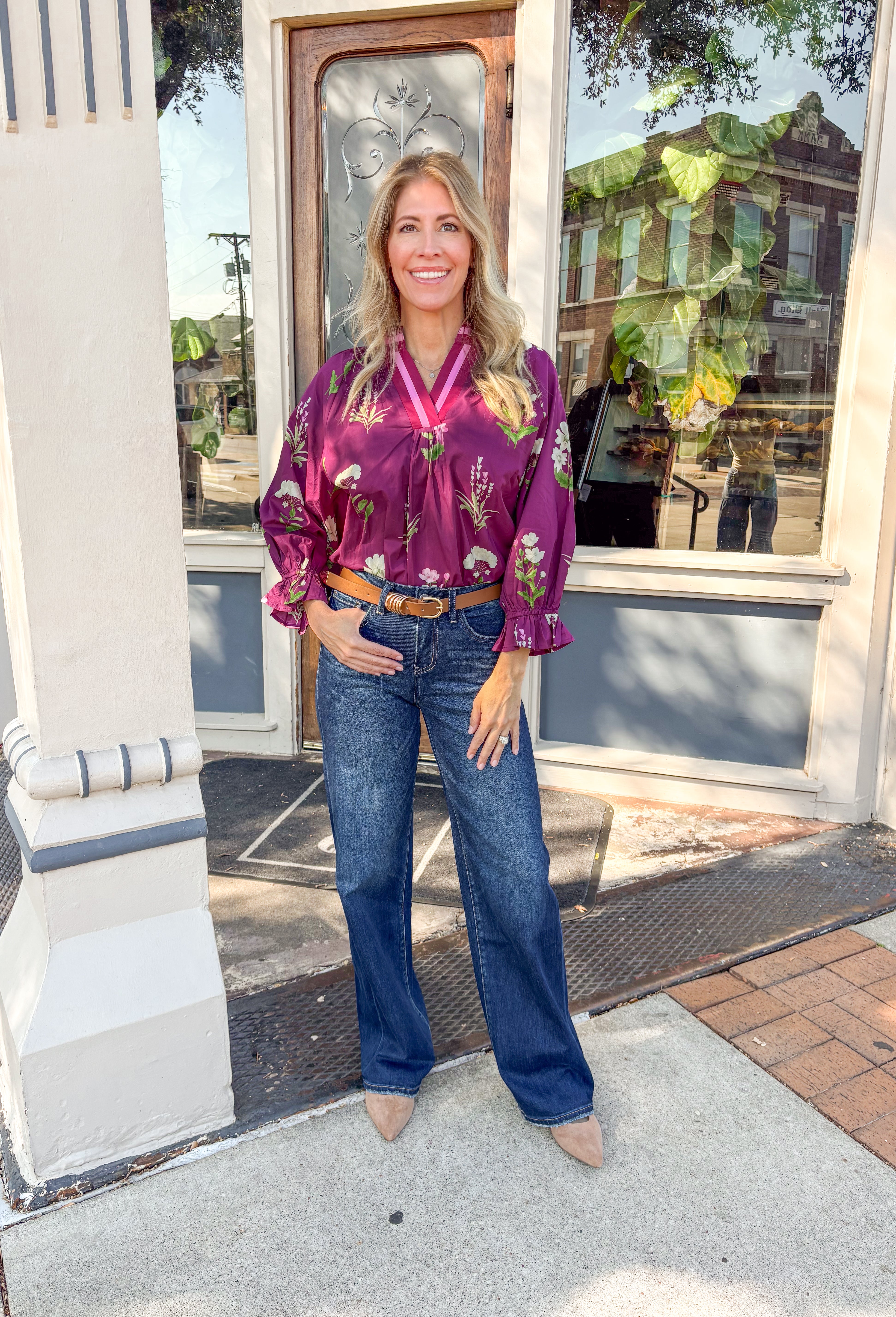 Vineyard Brunch Floral Top - Groovy's