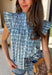 This light blue floral top is such a fresh, feminine pick for summer! The soft blue base paired with delicate floral print and pink embroidered pleating creates the prettiest, eye-catching detail that feels both playful and polished. The ruffle sleeves add a light, breezy touch, making it perfect for warm days when you still want something a little elevated. Made from breathable cotton, it’s easy to wear from casual outings to lunch plans or even a dressed-up moment. 