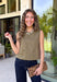 Give your everyday wardrobe a polished update with this effortlessly stylish sleeveless denim top from Entro. Designed in a rich olive denim, this versatile piece features eye-catching gold hardware accent front flap details that add the perfect touch of utility-inspired charm. The clean sleeveless silhouette makes it ideal for layering under jackets and cardigans or wearing on its own.