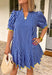 Classic stripes meet the cutest pop of color in this spring-ready stunner! This short sleeve blue stripe dress features a flattering v-neckline, side pockets (because yes, we need them), and a fully lined fit that feels just as good as it looks. The real show-stealer? That lime green scallop trim along the hem and cuff sleeves—bright, playful, and totally giving “sunny day plans only.” Easy to dress up with wedges or keep casual with sneakers, this one is made for spring days on repeat.
